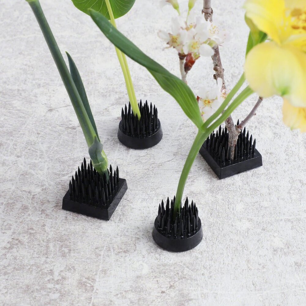 Two's Company 2.5" Black Square Cast Iron Flower Frog Kansans for Ikebana NWT